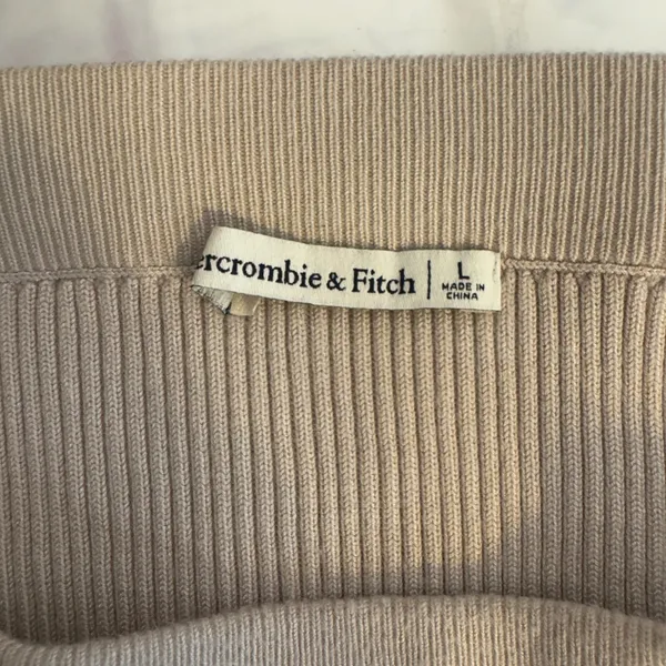 1626 | Abercrombie & Fitch Ribbed Knit Side Slit Midi‎ Skirt Beige Womens L - Image 5
