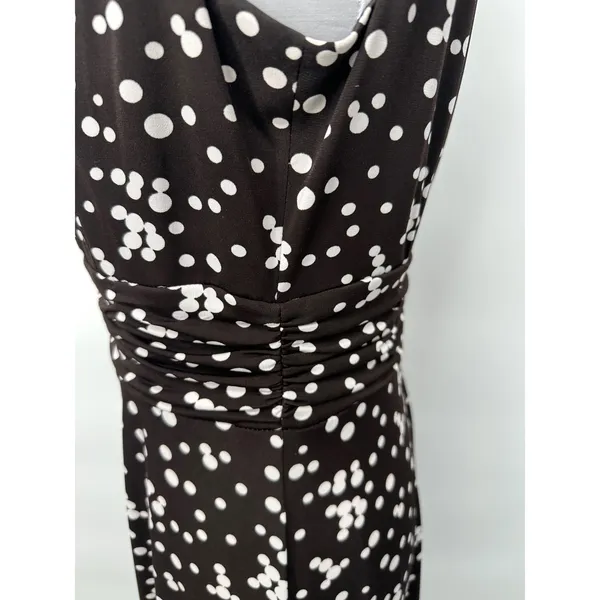 Jessica Howard Dress Womens 8‎ Brown Polka Dot Rockabilly Ruched Midi Retro - Image 3