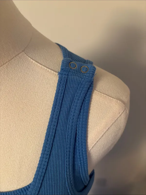 Bun Maternity Scoop Neck Maxi Dress in Bright Blue with nursing feature - Image 5