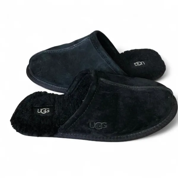 UGG Women’s Black Suede Open-Back Slippers Size 9 - Image 2