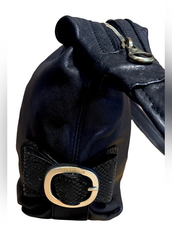 See By Chloe Black Leather Slouchy Shoulder Bag - Image 5