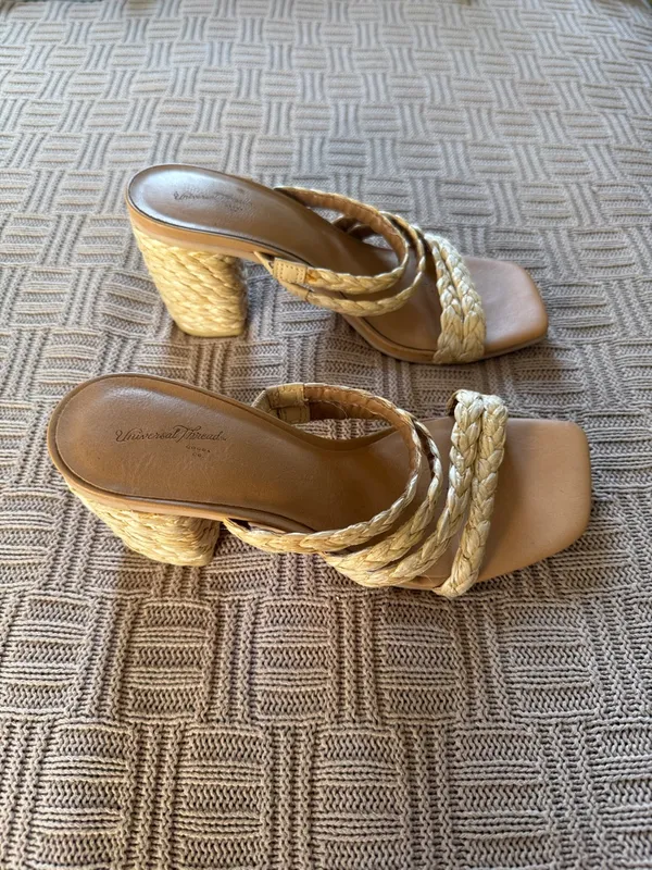 Universal Threads Braided Straw Block Heel Sandals in Tan - Image 5