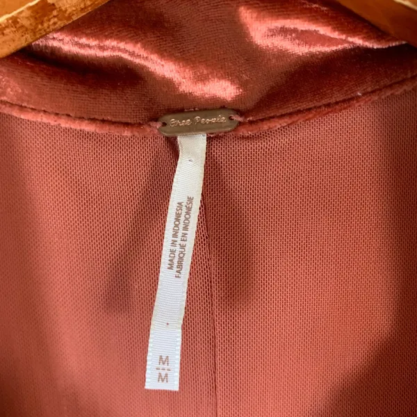 Free People‎ Rust Velvet Ruched Button Down Mini Dress Fall Medium Bodycon Party - Image 2