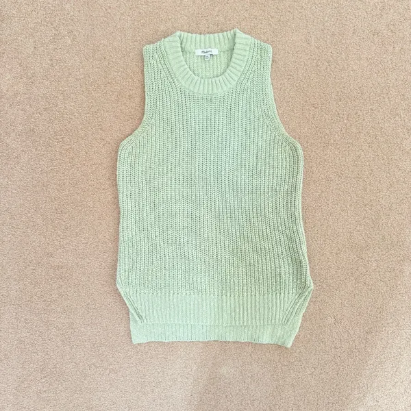Madewell Mint Green Cotton Shaker Sleeveless Knit Sweater Vest Tank XXS - Image 2