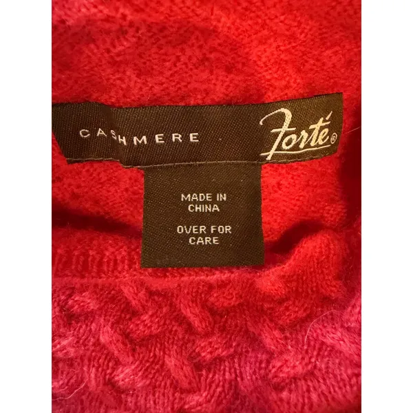Forte Cashmere Mock Neck Sweater Women Small Red Textured Knit Quiet Luxury‎ - Image 8