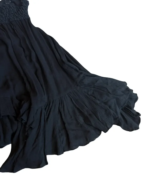 Free People One Black Lace Boho Mini Dress Ruffle Hem Sweetheart Small Women's - Image 10
