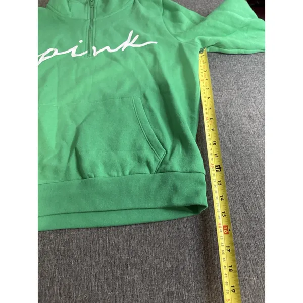 Pink Victorias Secret NWT Logo Green Quarter Zip Sweatshirt Sz L - Image 3
