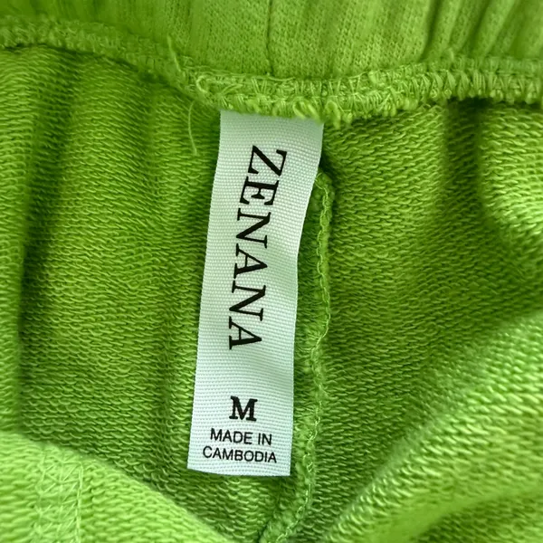 Zenana Dip Dye Ombre Green Pull On Sweat Shorts Size Medium Casual NEW - Image 4