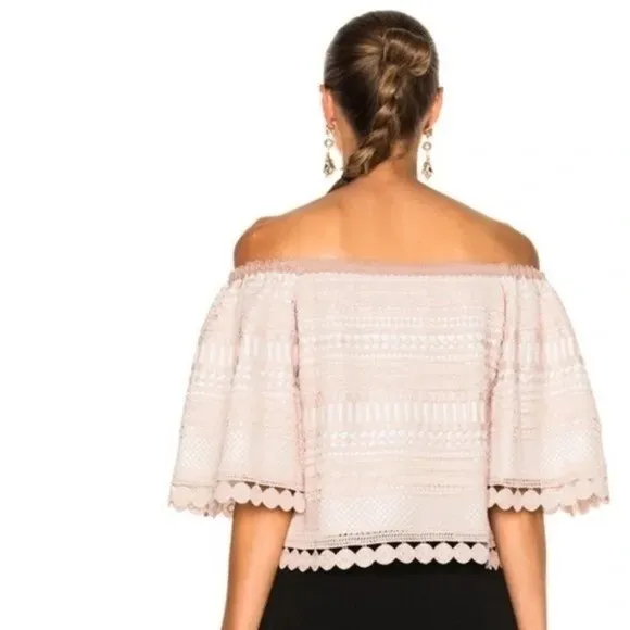 Revolve‎ ALEXIS Finn Lace Off Shoulder Top Blouse Blush Pink Silk Lacey X-Small - Image 8