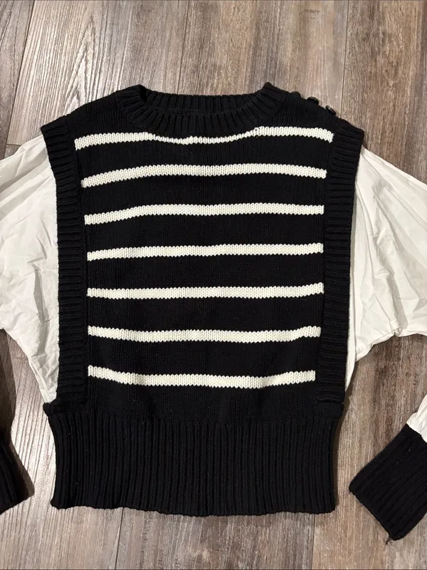 ANTHROPOLOGIE Layered Sweater Vest Medium - Image 6