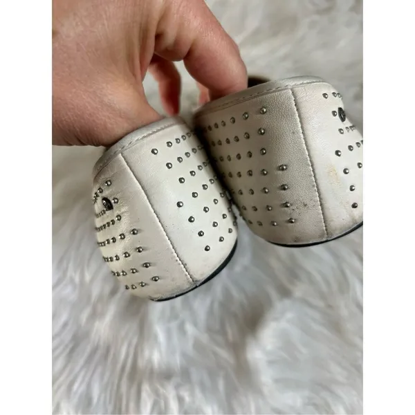UGG Alloway White Leather Silver Studded Loafer Flats size 6 - Image 3