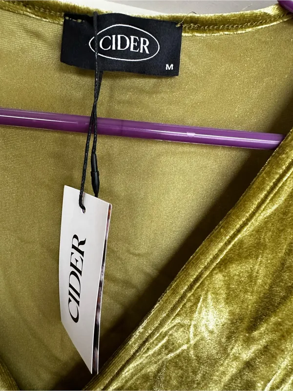 Cider Olive Green Velvet V-Neck Long Sleeve Mini Dress - Image 3