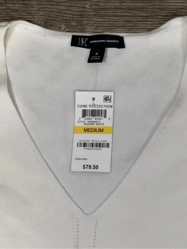 INC International Concepts White Puff Sleeve Sweater Dress M NWT - Image 3