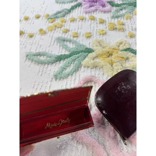 Vintage‎ Italian Coin Purse Lipstick Holder Set Ornate Gold Red - Image 5