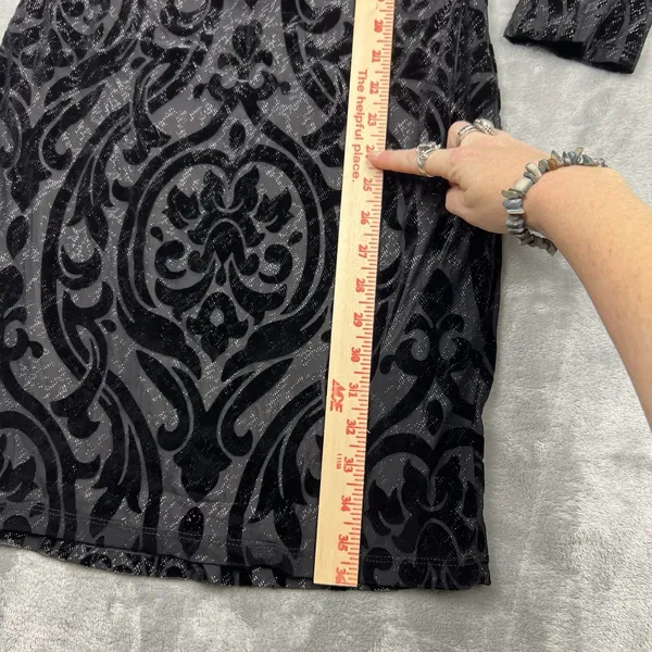 Mystic Black Velvet Sheer Burnout Bodycon Dress Sparkly Long Sleeve‎ Goth Witchy - Image 6