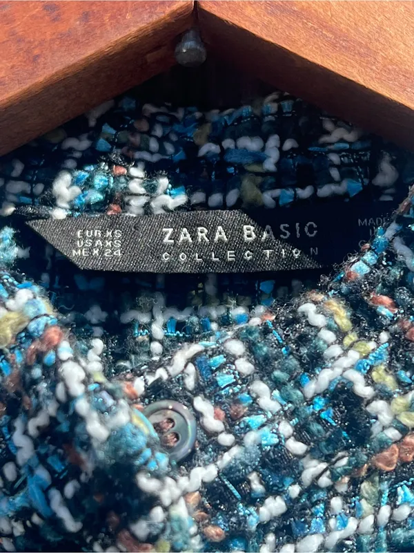 Zara Basic Collection Tweed Pinstripe Button-Down Shirt Size M - Image 10