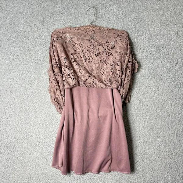 Olivia Blu Skirt‎ Womens M Rose Pink Lace Midi Skirt Romantic Vintage Girly - Image 3