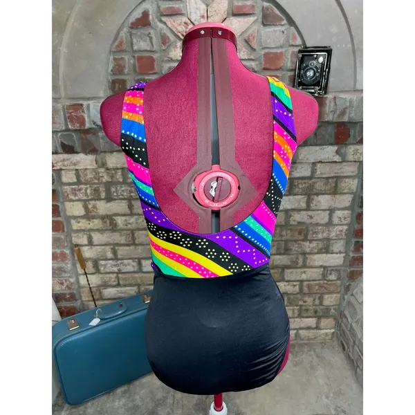 one piece swimsuit Sun streak Vintage 1990s pink purple green blue - Image 4