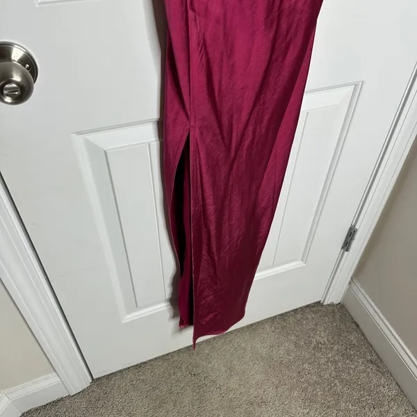 Lioness princess polly pink plunging‎ satin midi dress small open back party - Image 5