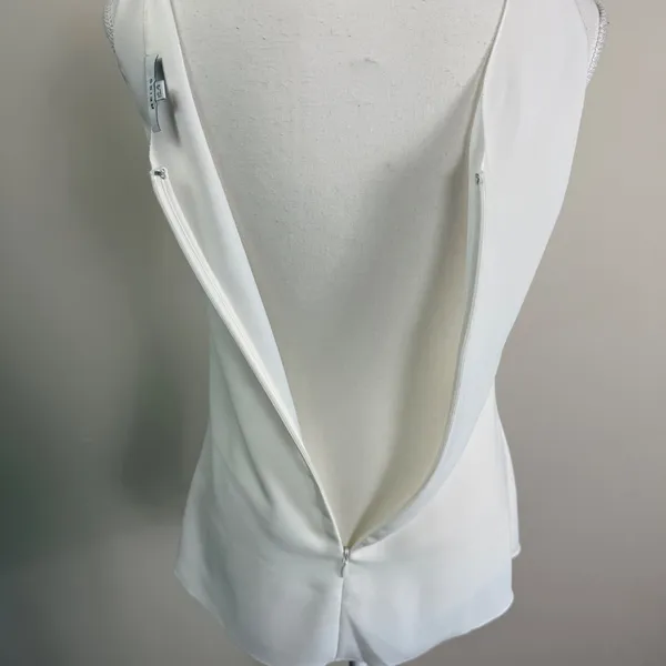 REISS Cream Knotted Shoulder Draped Sleeveless Blouse Top Size US 4 UK 8 EU 36 - Image 6