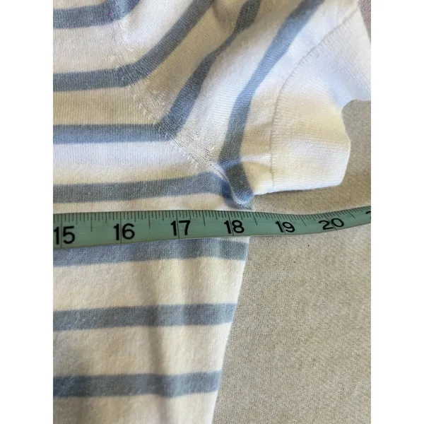 Lauren Ralph Lauren Knit Sweater‎ Short Sleeve Size L Blue/White Striped Ruffles - Image 5