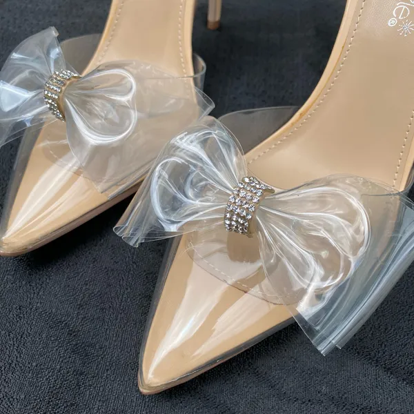 ✨ NIB / NWT ShoeDazzle Celestina Size 8.5 Clear Bow Crystal Sandals Heels $60.00 ✨ - Image 8