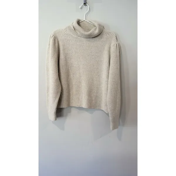 J.Crew Puff-Sleeve Turtleneck Sweater in ivory Size Large - Image 3