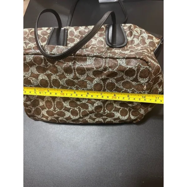 Coach F33504 Taxi Zip Top Tote In Signature Coated Canvas Women Bag Brown - Image 14