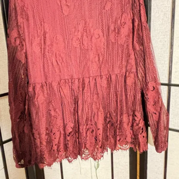 Taylor & Sage COPY - Layson Elegant Lace Women's Top in burgundy red blouse - Image 9