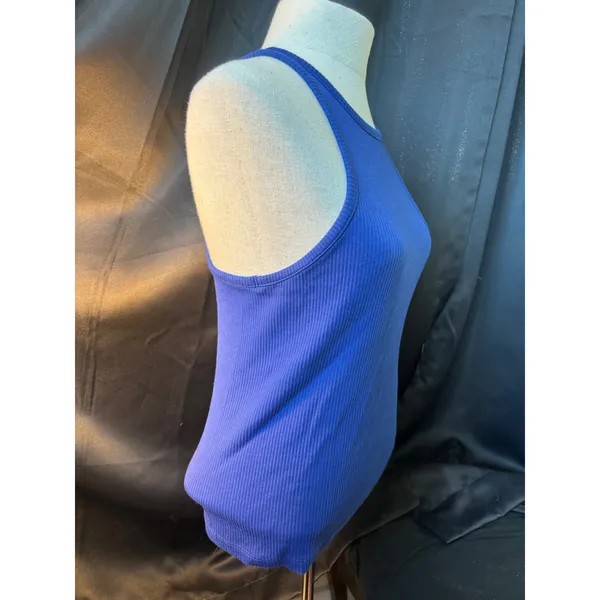 J.Crew Womens‎ Ribbed High Neck Racerback Tank Top Royal Blue Size Medium - Image 2