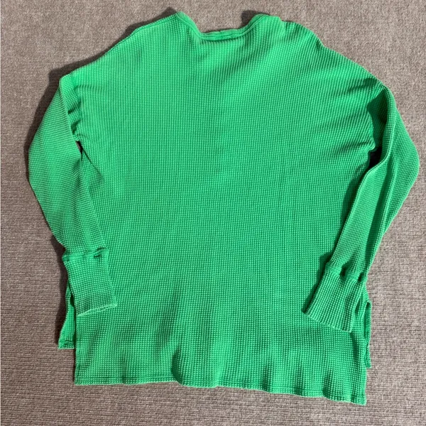 Offline by Aerie NWOT Green Oversized Long Sleeve Waffle Knit Henley Tunic - L - Image 9