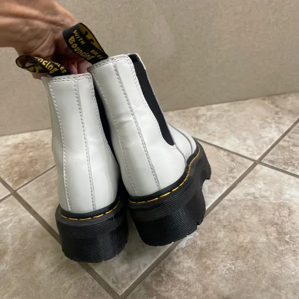 Dr‎ Martens 2976 Quad White Leather Platform Chelsea Boots Womens Sz 5 Chunky - Image 4