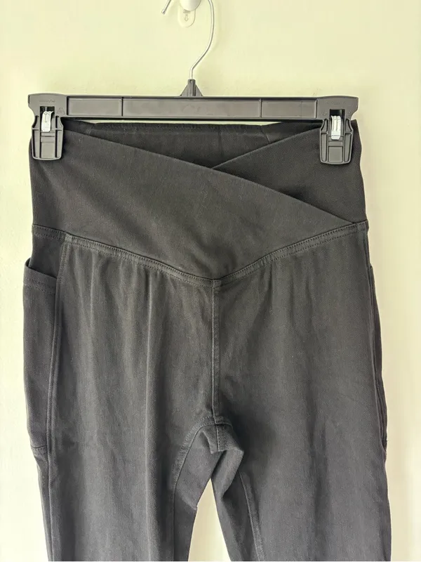 Halara UltraSculpt High Waisted Black Jean Leggings Crisscross Waistband - Image 5