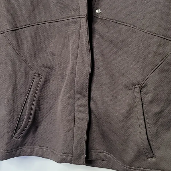 Reebok RBX zip up and snap closure hooded hoodie warm gray sweatshirt sz Large - Image 2