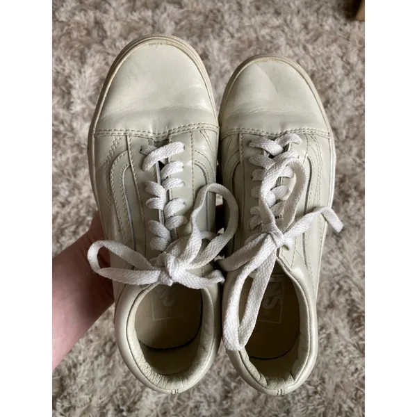 Vans Leather Low Top Sneakers Old Skool 90s Y2K Ivory VTG Skater Preppy Gen Z 6 - Image 5