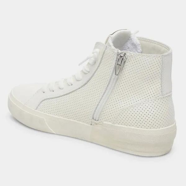 Dolce Vita Zohara White Perforated‎ Leather High Top Sneakers - Image 2