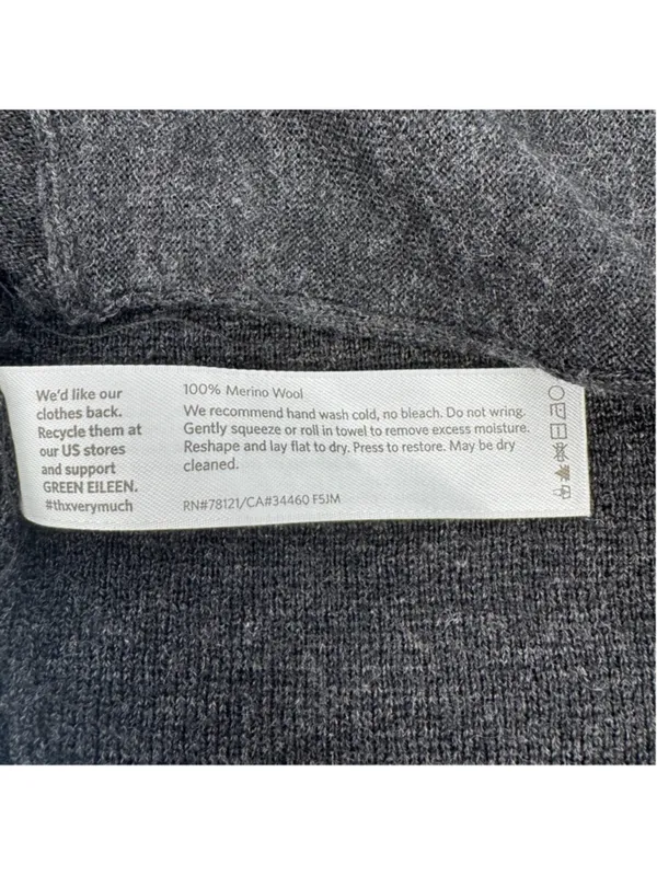 Eileen Fisher Charcoal Italian Merino Wool Open Cardigan SP - Image 5