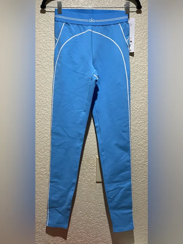 ALO Yoga Airbrush High Waist 7/8 Heart Throb Leggings Azure Blue White Size S - Image 5