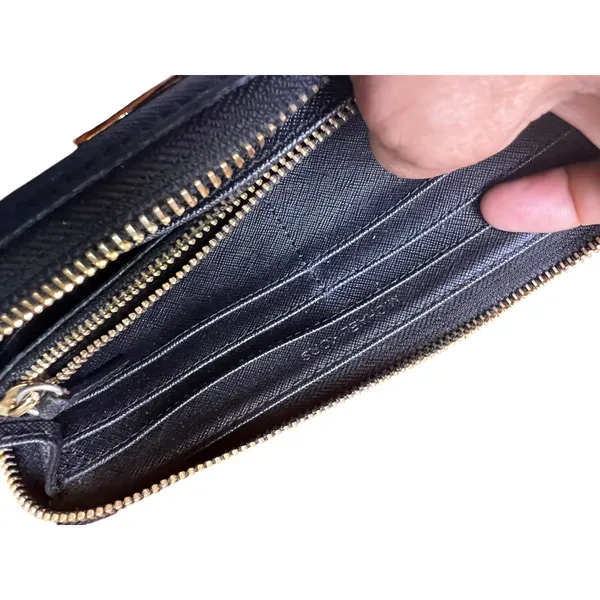 Michael Kors Wallet Clutch Zip Around Continental Black Smooth‎ Leather Urban - Image 5