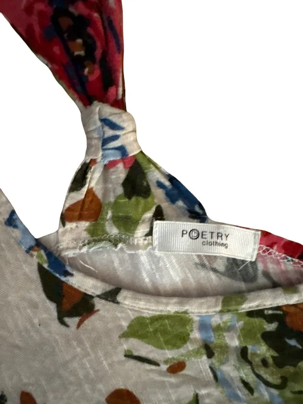 Poetry Floral Cutout Crop Top in White, Pink, Blue, Green - Image 3