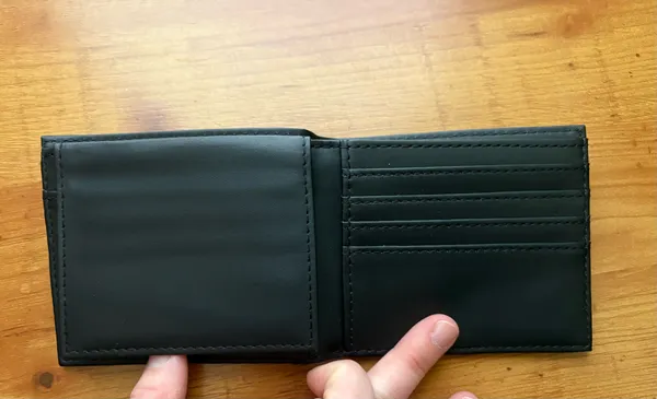 Nets NBA Bifold Wallet Black Faux Leather Logo Mens Card Holder ID Window - Image 3