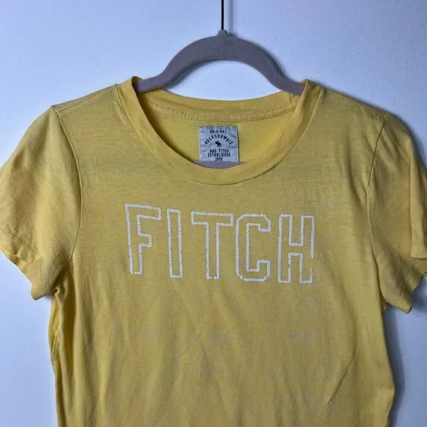 Y2K Abercrombie & fitch yellow t-shirt‎ women's size large - Image 3