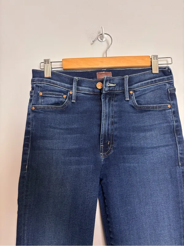 MOTHER The Outsider Ankle Fray Uncharted Waters Blue Denim Jeans - Image 5