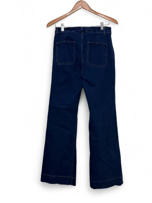 PWEST Women’s Dark Wash High Rise Wide Leg Flare Jeans Size M - Image 11