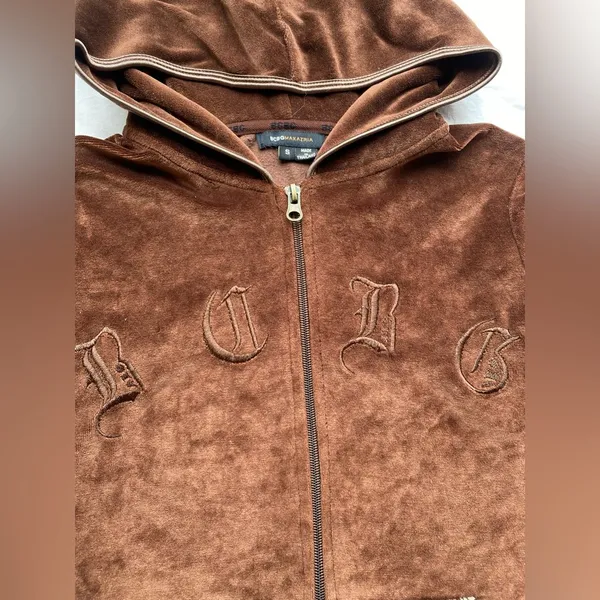BCBGMaxAzria Brown Boxy Hoodie velour with Relaxed Fit - Image 6