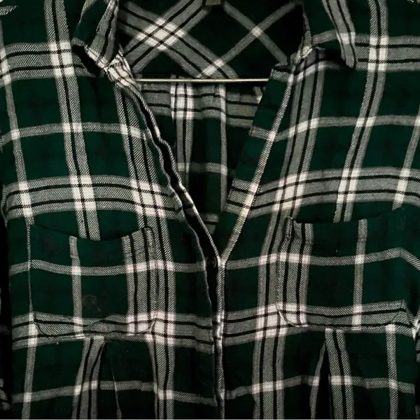 Lord & Taylor Plaid Button Down Shirt Forest Green Size S - Image 3