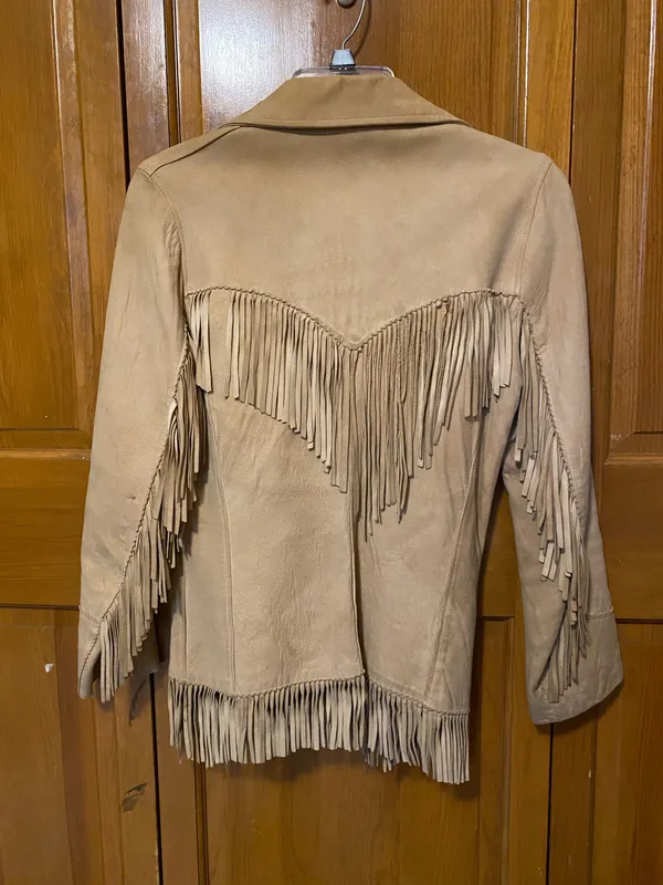 VTG 70s Jo-Kay Suede Leather Jacket Tan/Light Brown Western Fringe FUC - Image 4
