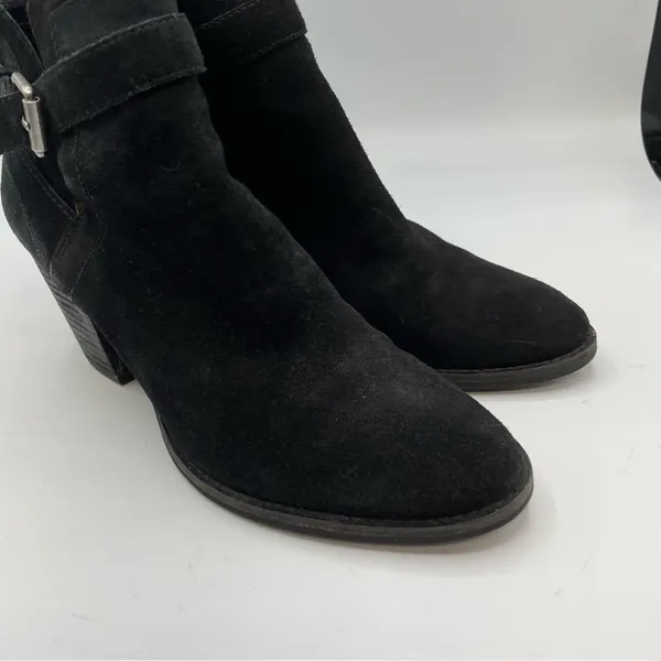 Sam Edelman Black Suede Ankle Boots Buckle Western Booties Womens 8 - Image 7