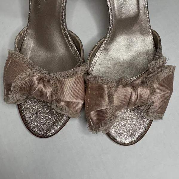 AGL Attilio Giusti Leombruni Women's Metallic Bow Ankle Strap Heels Size‎ 38 - Image 3