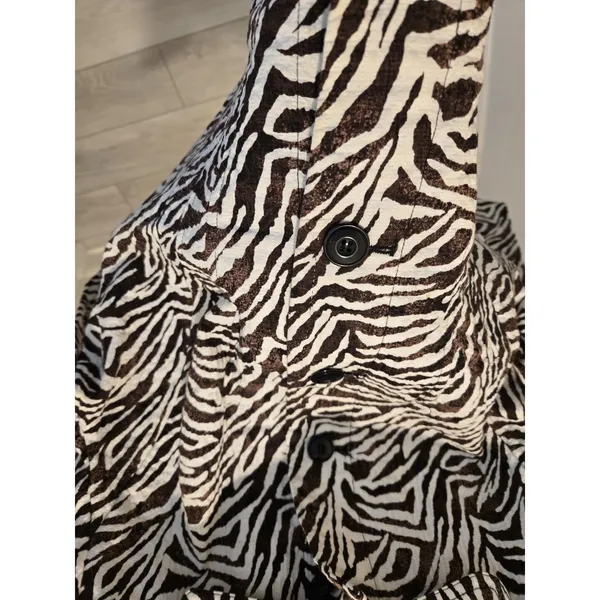 Requirements Vintage Zebra Print Jacket Womens L Brown Cream Animal Y2K - Image 5